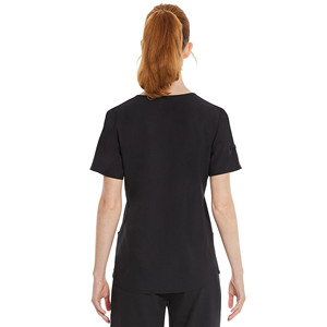 Women's Black Scrub Set V-Neck <b>Top</b> With Pockets And Straight Leg Pants For Hospital Uniforms - Product Image 5