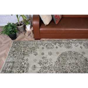 Tapis turc 4,9 x 9,7 pieds, grand tapis vintage, tapis vert à pois blancs - Product Image 3