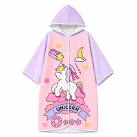 Serviette de plage à capuche pour enfants, poncho en microfibre, imprimé licorne, séchage rapide, fermeture à pression, OEM personnalisé, vente en gros