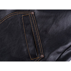 2024 vestes en cuir véritable de meilleure qualité pour hommes avec Logo de couleur personnalisé et design Washed Technics Zipper Jackets MS-LJ-08 - Product Image 4