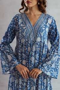 Indian Bollywood <b>Kurta</b> Kurti Designer <b>Women</b> Ethnic Dress vneack blue dress full seleves new dress 2025 - Product Image 2