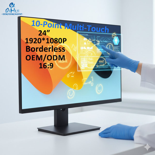 24 Inch On-Cell Touch Monitor for Retail Self-Service Kiosk, 10-Point Touch, Frameless Commercial Display