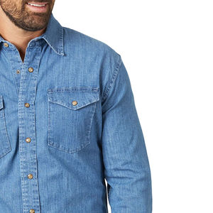 Chemise en jean pour homme, fabrication sur mesure, marque privée, design personnalisé, légère, vente en gros, style uni, durable - Product Image 4
