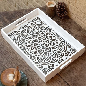 Moorish Moroccan ถาดเสริฟกระดูกฝังแนวโมรอคโคดีไซน์ลายออตโตมันและถาดตกแต่งอเนกประสงค์สำหรับการใช้งานสไตล์แฟนซี - Product Image 3