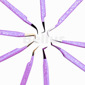 Pince à cils en acier inoxydable de précision à paillettes violettes élégantes Option de logo personnalisé pour les ventilateurs d'extension de volume - Product Image 6