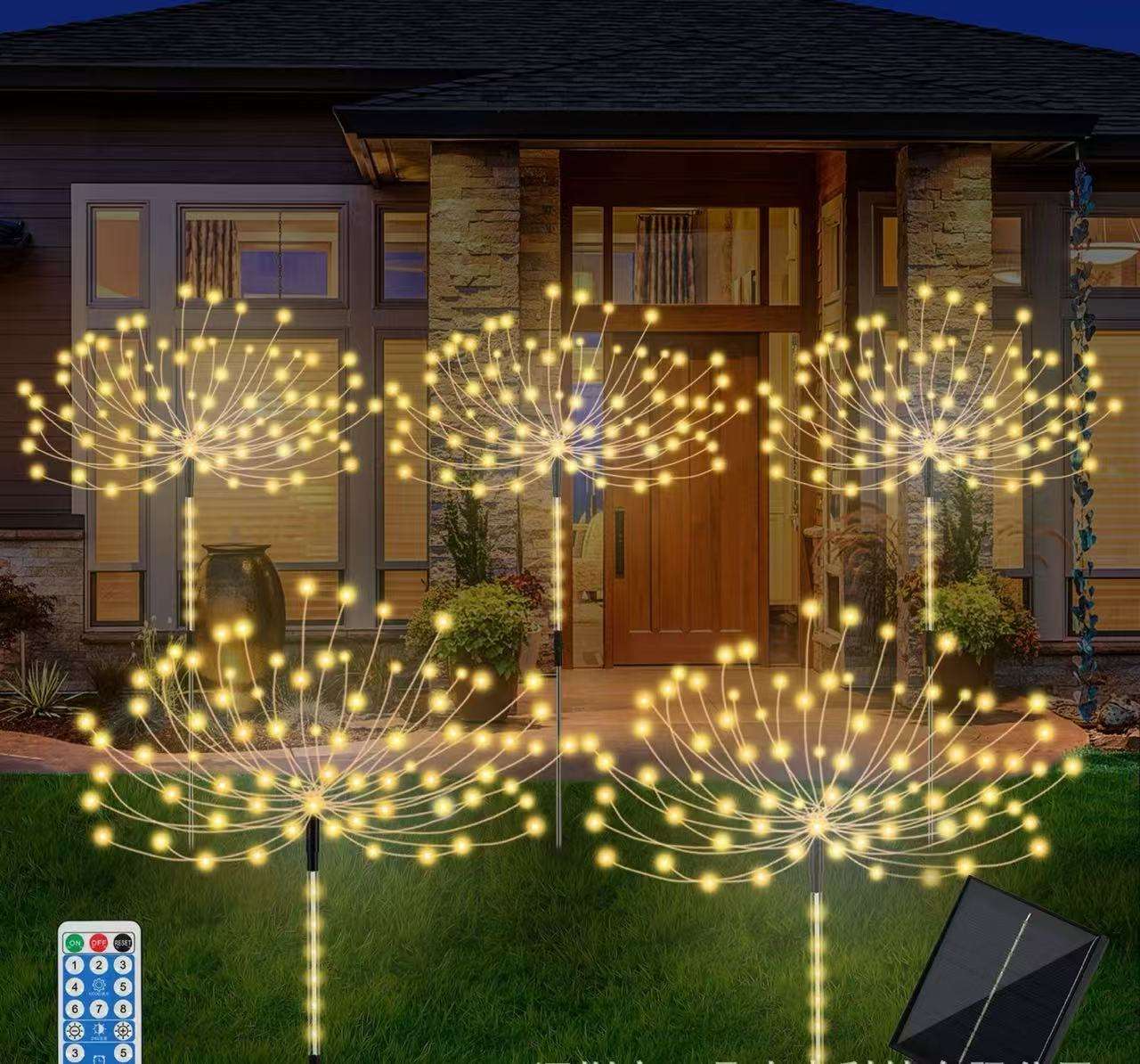 Amarillo-5 lámpara con un panel solar