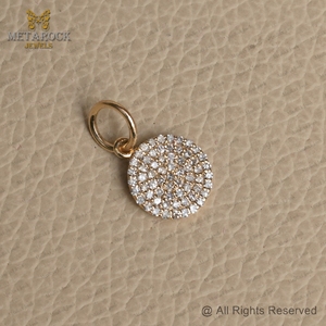 Solid 14K Yellow <b>Gold</b> <b>Disc</b> Pendant Pave Diamond Beautiful Pendant Women Jewelry Unisex Pendant Diamond Minimalist Jewelry - Product Image 5