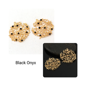 Pierre précieuse d'onyx noir faite à la main avec composants de jeu de broches résultats de boucle unique pour les conceptions de bijoux vintage pendentifs de mode breloques - Product Image 5