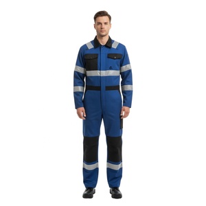 Men's High Visibility Construction Coverall Hi Viz Reflective Safety Work Wear with Pants and Cargo Coverall Construction Work. - Product Image 1