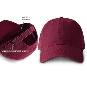 Casquette de baseball unisexe bordeaux 6 panneaux en coton réglable, style ajusté couleur unie décontracté pour adultes - Product Image 3