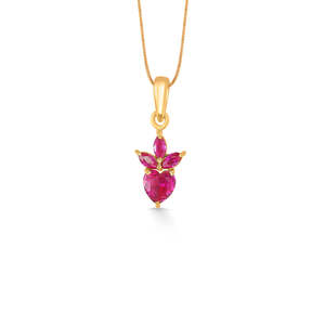 Pendentif cœur en or jaune 22 carats avec rubis pour femme, plaqué rhodium - Product Image 2
