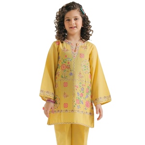 Hiện Đại Đông Thêu dân tộc kurta cho cô gái văn hóa mặc màu vàng độ ẩm Wicking nhanh chóng khô tính năng cho Ấn Độ - Product Image 1