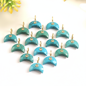 Collier pendentif lune croissante bleu turquoise, fait main, en argent sterling 925, bijou en pierre précieuse sculptée, pour femmes et hommes - Product Image 3