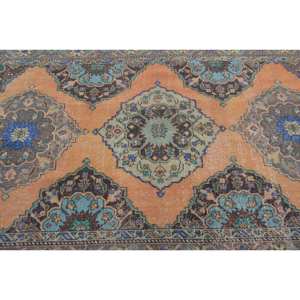 Alfombra tradicional de lana de retazos naranja azul 4,6X13,4 pies clásico Vintage estilo turco tejido plano sala de estar alfombra de látex - Product Image 5