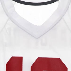 Chemise personnalisée en maille coupe carrée, maillot de football américain décontracté de grande taille, maillot de sport court respirant à col en V avec impression par sublimation - Product Image 4