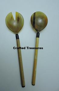 Juego de servidor de ensalada de cuerno natural de 2 piezas Cuchara y tenedor Utensilios de cocina personalizados para mezclar ensaladas Herramientas de servidor de ensalada al mejor precio - Product Image 6