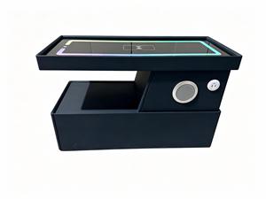 Mesita de Noche Moderna de Lujo Estilo Antiguo Multiusos con Carga Inalámbrica, Tapa de Cristal, Altavoz Bluetooth USB y Cajón de Almacenamiento - Product Image 2