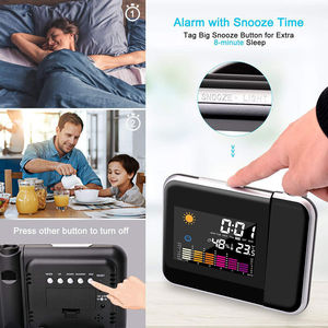 LCD Chiếu kỹ thuật số thời tiết snooze Đồng hồ báo thức với đèn nền LED màu hiển thị thời tiết dự báo - Product Image 5