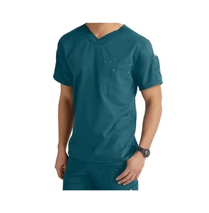 New Arrival KATBROS INDUSTRY Custom Made Men's Medical <b>Scrub</b> <b>Tops</b> Summer V-Neck Casual Short Sleeve Cotton Polyester Spandex - Product Image 1