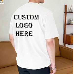 เสื้อยืดโอเวอร์ไซส์สำหรับผู้ชายเสื้อยืดสีขาวล้วนแบบสะพายไหล่สีดำล้วน - Product Image 2
