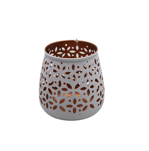 Bougeoir en fer à patine grise en métal pour décoration intérieure faite à la main personnalisée - Product Image 4