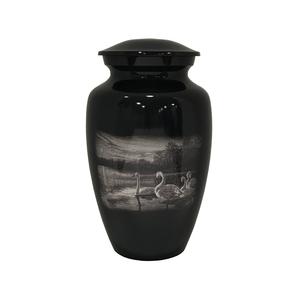 Urna de cremación de latón de calidad premium para adultos Hermoso diseño rojo 'Paz eterna' para cenizas humanas - Product Image 3