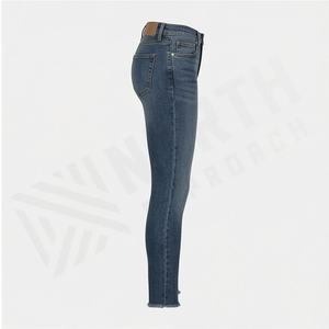 Jeans en denim décontractés pour femmes, coupe skinny taille haute, look propre, taille extensible, grande taille, couleur personnalisée, pantalon en coton pour l'hiver - Product Image 3