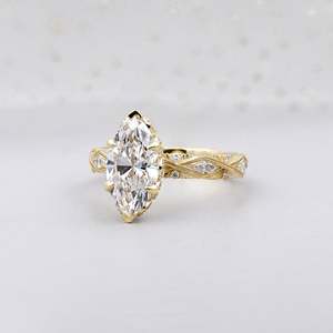 Anillo de Compromiso Vintage con Certificado IGI, Corte Marquesa, 6 Puntas, con Diamantes y Piedras Laterales, Joyería Geométrica Romántica de Platino - Product Image 6