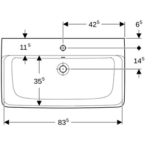 Lavabo Geberit RENOVA PLAN Blanco 850x480mm con Orificio para Grifo y Desbordamiento, Producto GEBERIT - Product Image 4