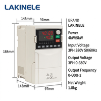 Variateur de fréquence (VFD) LAKINELE 4KW 5KW 380V triphasé/monophasé avec contrôle vectoriel IP20 pour pompe à eau et compresseur, entraînement de moteur AC, en stock