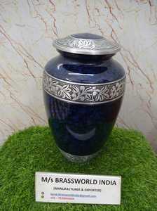 Urnas funerarias de aluminio de diseño hecho a mano, urnas de cremación de Metal de nube azul, urnas para adultos terminadas, urnas azules grabadas a mano indias - Product Image 4
