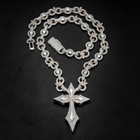 Herren Kubanische Gliederkette mit Funkelndem CZ-Kreuzanhänger Statement Hip-Hop-Schmuck Schneller Versand und Individuelle Verpackung
