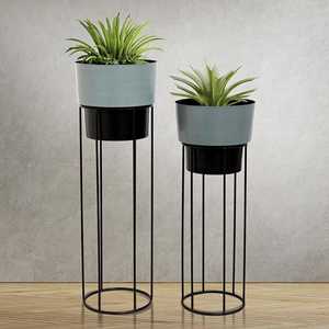 Vintage <b>Small</b> Metal Cylindrical Planter with Round Pattern Home Decor Living Flower <b>Pot</b> Stands for Outdoor Gardening - Product Image 2