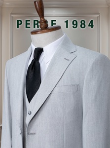 Traje de Negocios para Hombre, Color Gris Claro, Lana y Poliéster, Cuello Mao, Doble Botonadura, Antiarrugas, Talla Grande, Estilo Británico, Corte Regular - Product Image 2
