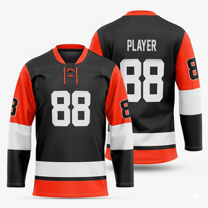 Maillot de hockey sur glace moderne et professionnel, sublimation, couleur personnalisée, tissu en maille respirant, logo brodé sur la poitrine, nom d'équipe personnalisé - Product Image 1
