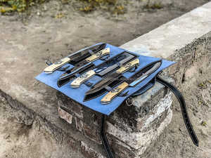 ชุดมีดทำครัวแบบมืออาชีพขายดีมีดเชฟเหล็กดามัสกัส5ชิ้นพร้อมที่จับไม้สั่งซื้อขั้นต่ำ10ชิ้น - Product Image 2