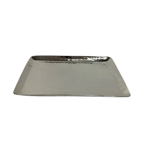 Elegance Aluminum Rectangle Serving <b>Tray</b> With Hammered Nickel <b>Silver</b> Color Finished Serving Platter for Home & Hotels - Product Image 1