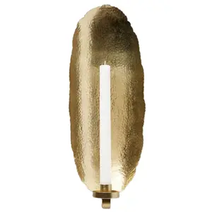 Best Quality Metal Oval Wall Sconce Candle Holder Gold Hammered Cut Edges Wedding Vintage Party Wall Accents Mirror Lamps Volume