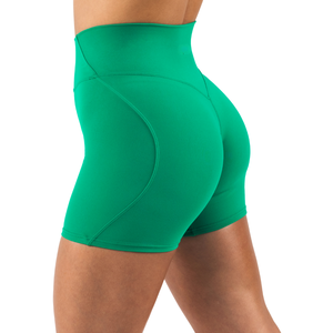 Shorts Deportivos Verdes de Cintura Alta para Mujer, Elásticos, Control de Abdomen, para Fitness, Entrenamiento, Gimnasio, Actividad - Product Image 4