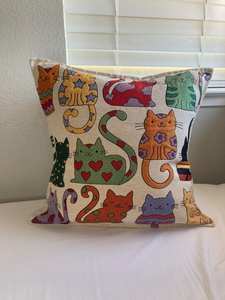 Günstiger Vintage-Kissenbezug 2025 mit Katzenstickerei, Kätzchen-Stuhlkissenbezug - Product Image 4