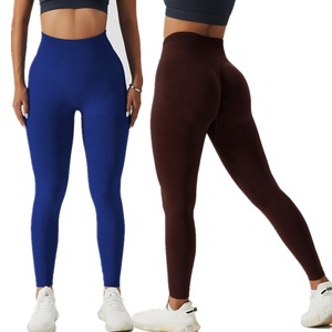 Logo OEM Personnalisé Femmes Filles Workout Gym Running Hautement Élastique Sport Yoga Sans Couture Taille Haute Doux Long Pantalon Legging Leggings - Product Image 1