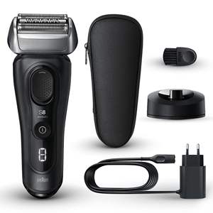 Afeitadora Eléctrica para Hombre, Sistema de Cuatro Cuchillas, Recortadora Integrada, Base de Carga, 1 Hora de Batería, Resistente al Agua IPX7, Color Negro, para Uso Corporal - Product Image 1