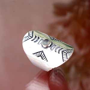 Nouveau gros rétro bague pour femme en argent Sterling plaqué avec pierre naturelle large ouverture vente rapide bijoux en laiton sculpté à chaud - Product Image 5