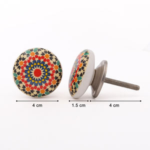 SHUBHAM Floral Print Multicoloured Ceramic <b>Drawer</b> Knob with Adjustable Pull Handle for Cabinets in Bedroom <b>Bathroom</b> or Hotel - Product Image 4