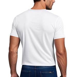 T-shirts pour hommes 100% coton, col en V, coupe classique, style hip-hop, couleur unie, été, manches courtes, séchage rapide, respirant, tricoté - Product Image 3
