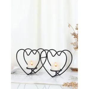 Heart Shape Iron Metal Candle Holder Candle Stand Home Table Decorative Black Color Candle Holder By Apar Decor Suppliers