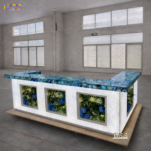 ออกแบบเคาน์เตอร์บาร์ทันสมัย รูปทรงตัวยู ทำจากหินออนิกซ์โปร่งแสง สำหรับร้านอาหาร บ้านริมสระน้ำ เคาน์เตอร์บาร์ทำจากหินอาเกต - Product Image 2