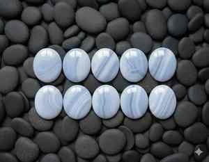 Cabujón de Ágata Azul Natural, Gema Suelta con Forma Mixta para Joyería, Piedra Azul Claro Relajante - Product Image 1