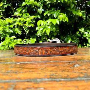Ceinture de sculpture occidentale en cuir fabriqué à la main en alliage de cuir durable de qualité supérieure boucle occidentale motif Paisley ceinture en cuir de 40mm de largeur - Product Image 4