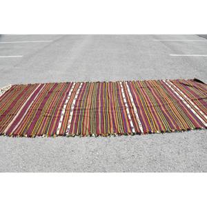 4.7x13.5 ft Turkish Vintage Rug, <b>Runner</b> Rug, Kilim <b>Red</b> Wool Rug - Product Image 3